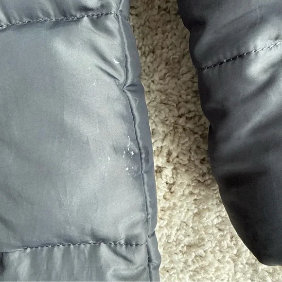 Lands’ End Gray/Blue Long Down Puffer Coat Hooded Winter Parka Women M 10-12 - Picture 2 of 11